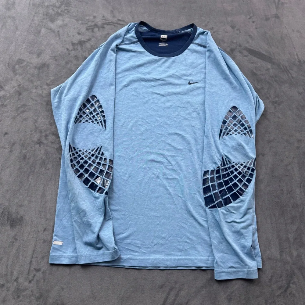 Nike Hockey Dri-FIT Long Sleeve Shirt Mens XXL Blue Elbow Grip Training Top